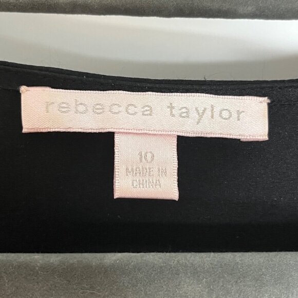Rebecca Taylor Silk Blend V-Neck Empire‎ Waist Flutter Sleeve Blouse Black 10 - Picture 5 of 9